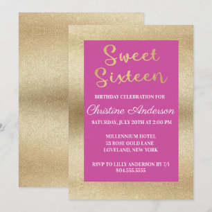 Sweet sixteen Brossé Gold Foil Invitation