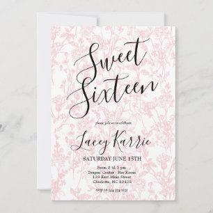 Sweet sixteen chinois rose Invitation d'anniversai