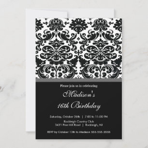 Sweet sixteen Damask tendance Invitation Anniversa