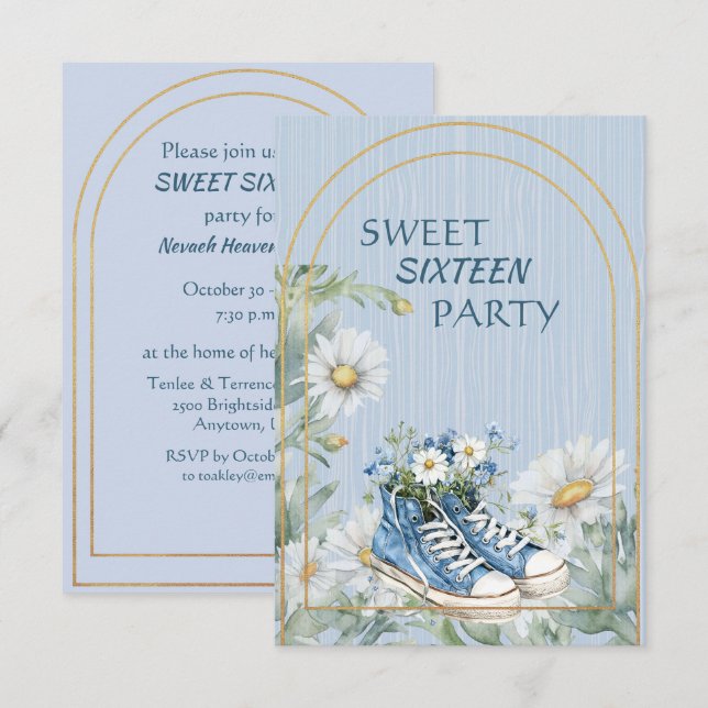 Sweet Sixteen Daughter Birthday Boots Invitation (Devant / Derrière)
