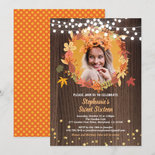 sweet sixteen d'automne 16 invitation photo à cour