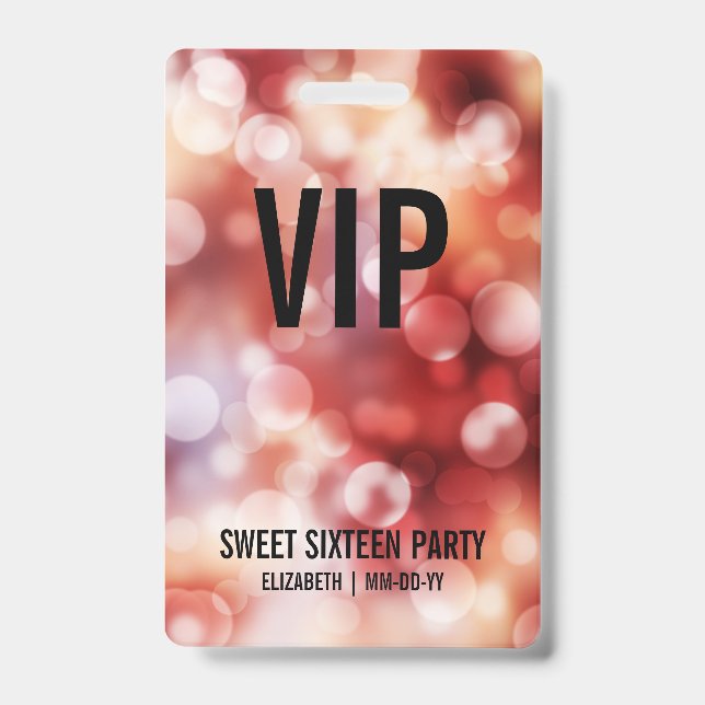 Sweet sixteen de badge d'accès VIP personnalisé (Front)
