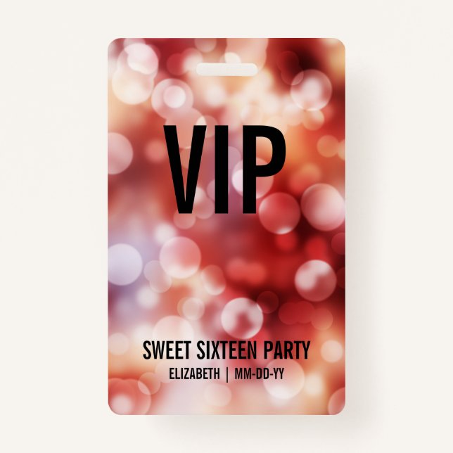Sweet sixteen de badge d'accès VIP personnalisé (Devant)