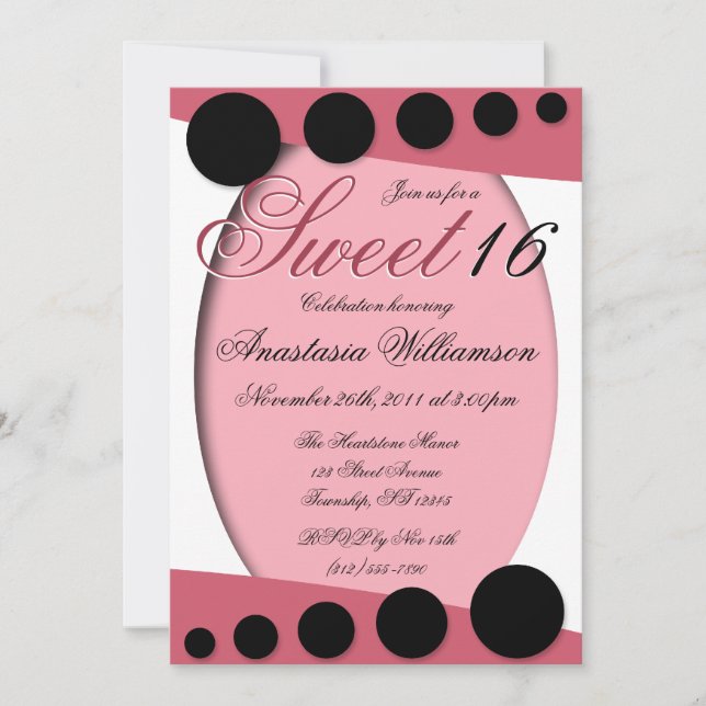 Sweet sixteen de fierté rose Invitations d'anniver (Devant)