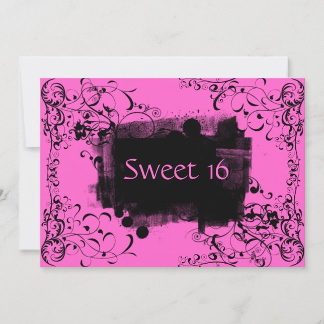 Sweet sixteen des tourbillons roses Invitations d' (Devant)