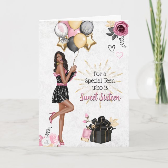 Sweet sixteen fille joyeuse carte d'anniversaire (Devant)