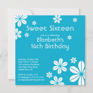 Sweet sixteen Fleurs Modes Invitation Anniversaire