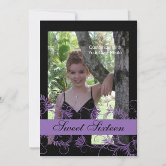 Sweet sixteen Floral Essence Invitations / Purple