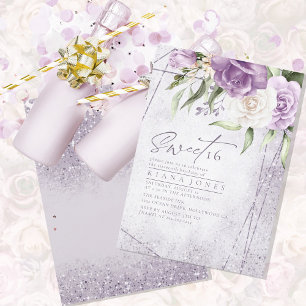 Sweet sixteen floral étincelantes Mauve ID912
