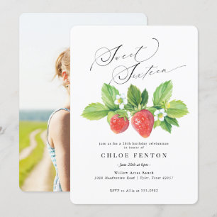 Sweet sixteen fraise rouge Invitation d'anniversai