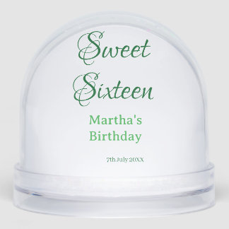 Sweet Sixteen green name date calligraphy boho ret