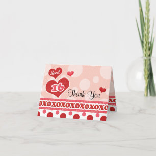 sweet sixteen Heart Carte de remerciements