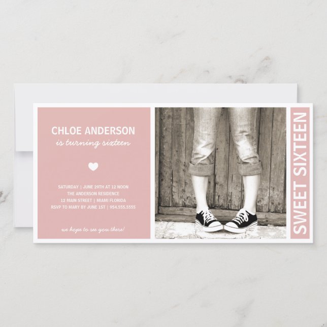 SWEET SIXTEEN | INVITATION D'ANNIVERSAIRE (Devant)