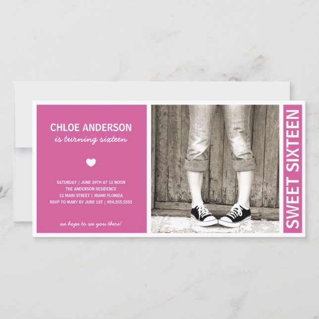 SWEET SIXTEEN | INVITATION D'ANNIVERSAIRE (Devant)