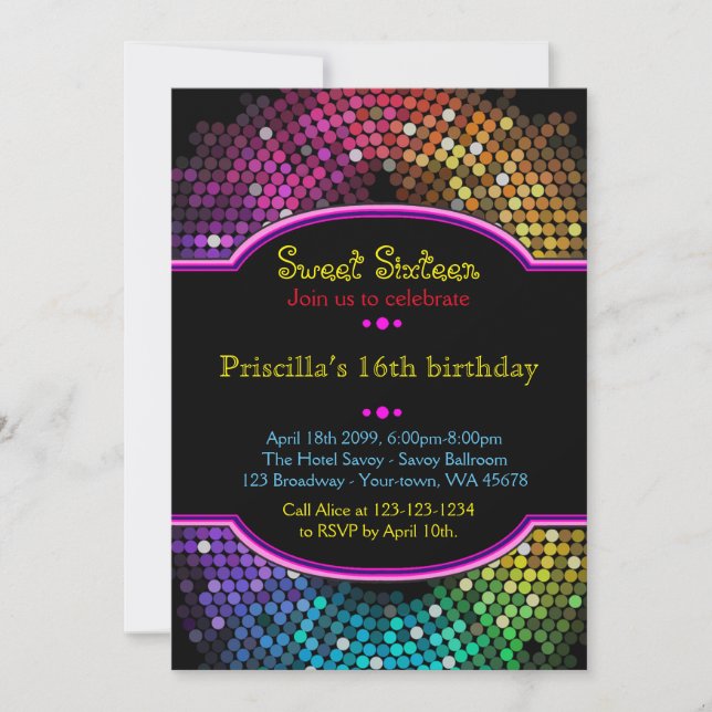 Sweet sixteen invitation d'anniversaire, Style dis (Devant)