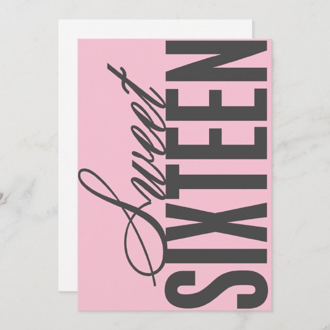 Sweet sixteen| Invitation de fête d'anniversaire r (Devant / Derrière)