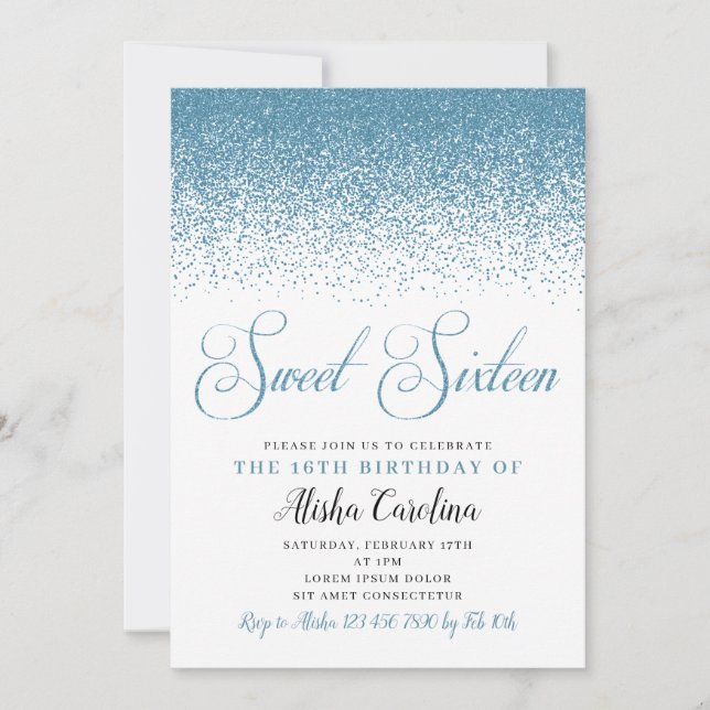 Sweet sixteen Invitations d'anniversaire, Baby Blu (Devant)