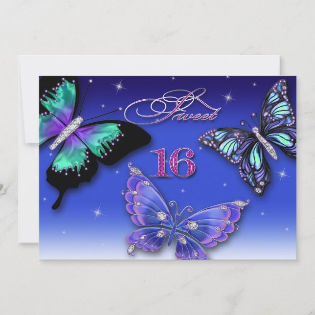 SWEET SIXTEEN INVITATIONS D'ANNIVERSAIRE - BUTTERF (Devant)