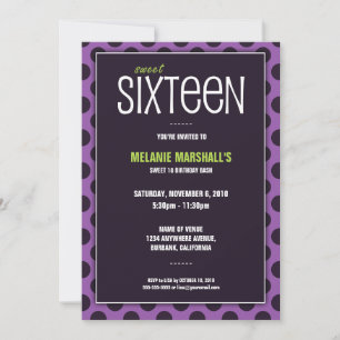 Sweet sixteen Lime & Purple Invitations de partie