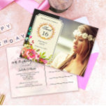 Sweet sixteen moderne Invitation Fleur d'anniversa<br><div class="desc">Carte postale d'invitation à la fleur sweet sixteen moderne. Le texte peut être modifié en utilisant à droite le menu "Détails". Pour tout adapter à vos besoins, cliquez sur le bouton "Personnaliser" et vous pouvez modifier le style et la couleur du texte. Veuillez me contacter si vous avez besoin d'aide,...</div>