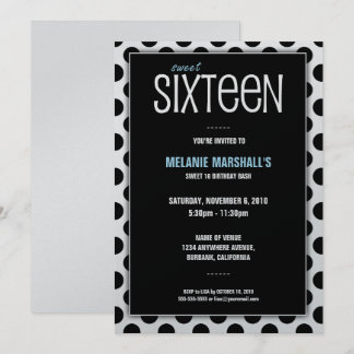 Sweet sixteen noir et argent| Invitations de parti