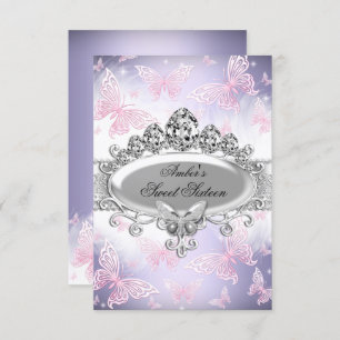 Sweet sixteen papillon rose et violet Invitation