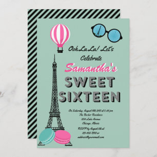 Sweet sixteen Paris Bonne Invitation Anniversaire