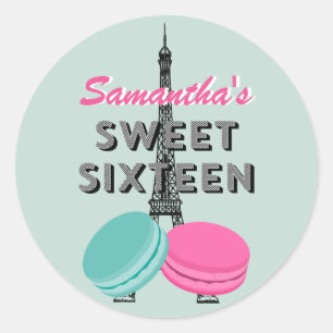 Sweet sixteen Paris Macaron Sticker Anniversaire F