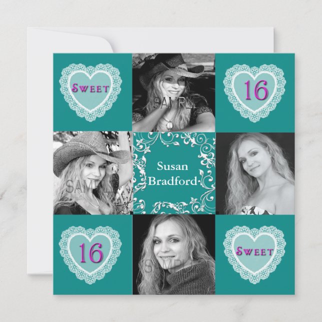 SWEET SIXTEEN PHOTO BIRTHDAY INVITATION (Devant)