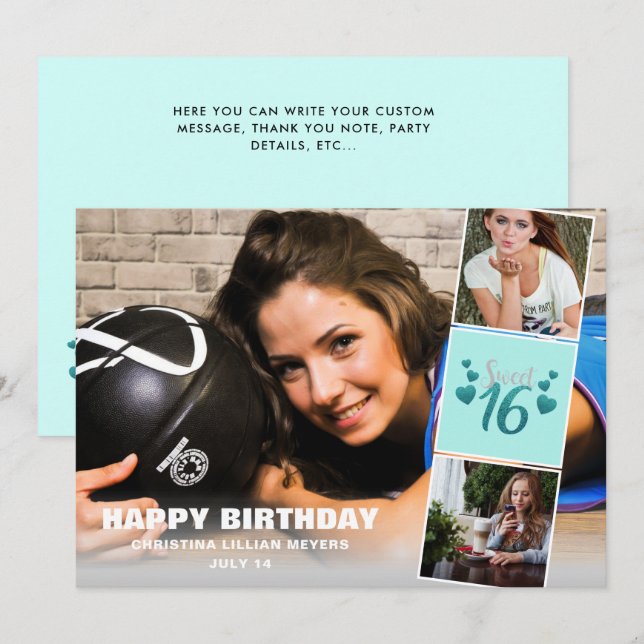 Sweet sixteen Photo Collage Parties scintillant Tu (Devant / Derrière)