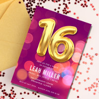 Sweet sixteen Pink Bokeh Party Invitation