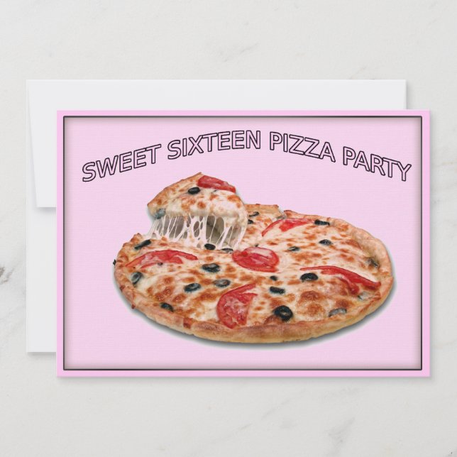Sweet sixteen Pizza Party Invitation (Devant)