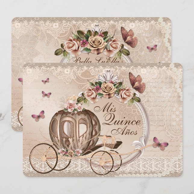 Sweet sixteen Quinceanera Invitations d'anniversai (Devant / Derrière)