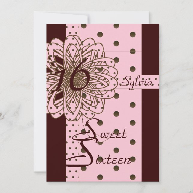 Sweet sixteen Retro Polka Dot Invitation - Cust. (Devant)
