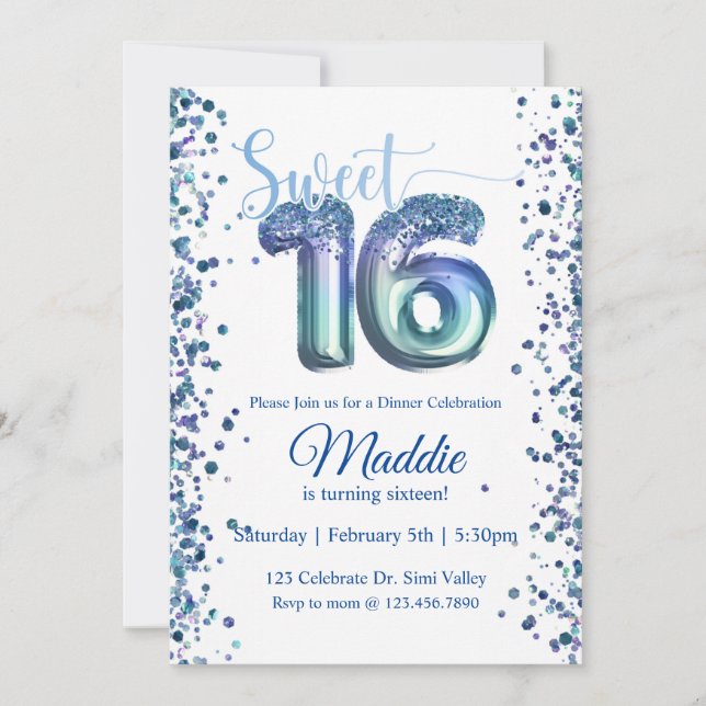 Sweet sixteen, Seize, Ado party Invitation (Devant)
