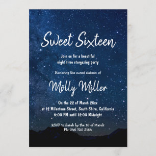 Sweet sixteen Starry night Invitation
