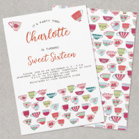 Sweet sixteen Tea Party Invitation anniversaire