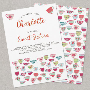Sweet sixteen Tea Party Invitation anniversaire