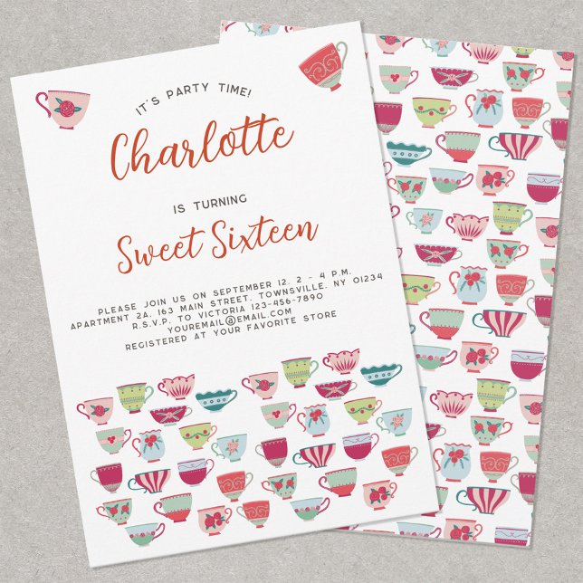Sweet sixteen Tea Party Invitation anniversaire (Créateur téléchargé)