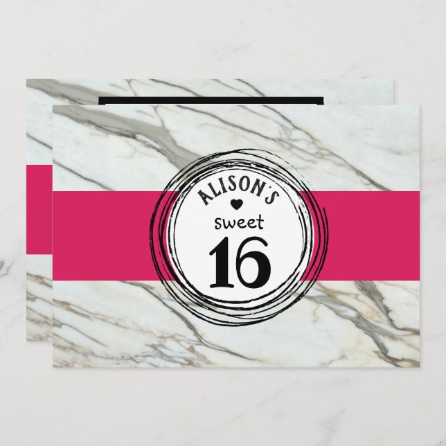 Sweet sixteen tendance ado fille invitation (Devant / Derrière)