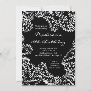 Sweet sixteen tendance Paisley Invitation Annivers