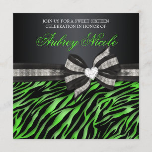 Sweet sixteen Zébrée Chic Invitation À Bow Bijoux
