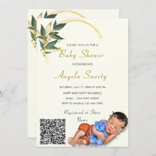 Sweet Sleeping Baby QR Code Douche Invitation