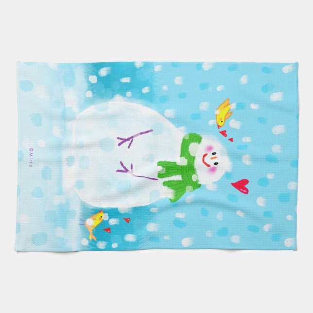 Sweet Snowman Noël Vacances Cuisine Tea Serviette (Horizontal)