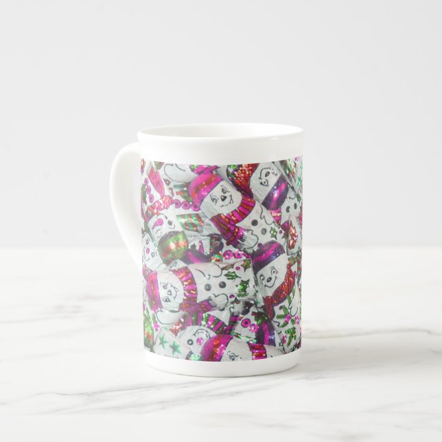Sweet Snowmen Pink china mug (Devant gauche)