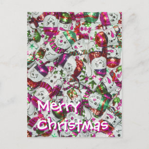 Sweet Snowmen Portrait de carte postale rose