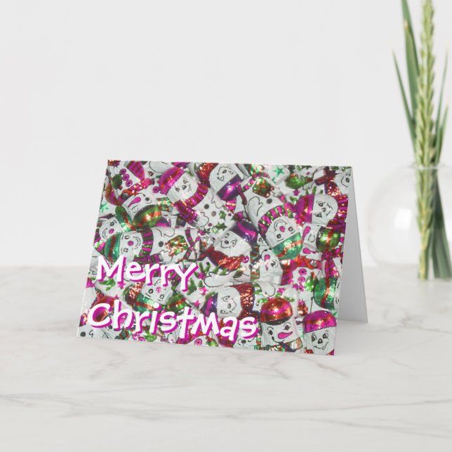 Sweet Snowmen rose "Joyeux Noël" carte avant (Devant)