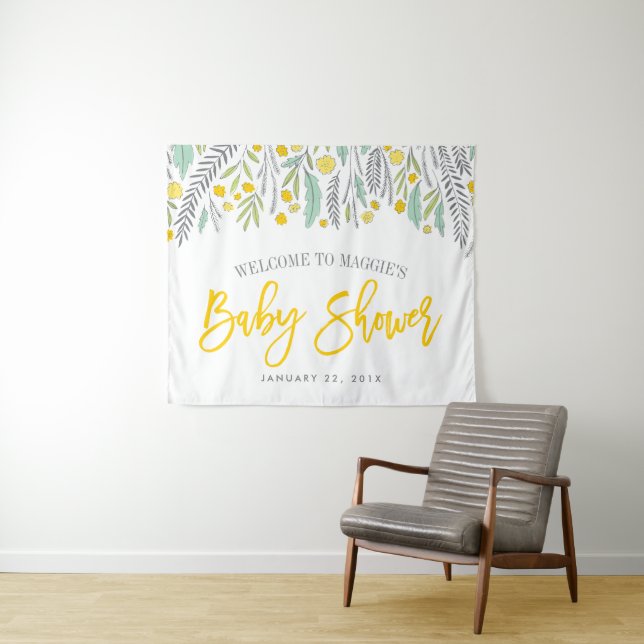 Sweet Sprigs Baby shower neutre signe Tapisserie (En situation (horizontale))