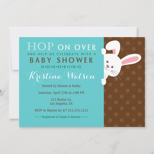 Sweet Spring Bunny Boy Baby shower Invitation (Devant)