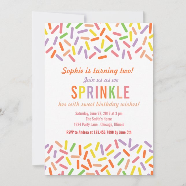 Sweet Sprinkle Anniversaire Fête Invitation (Devant)
